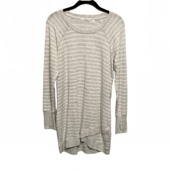 Athleta Gray White Striped Asymmetrical Dress - Picture 2 of 8